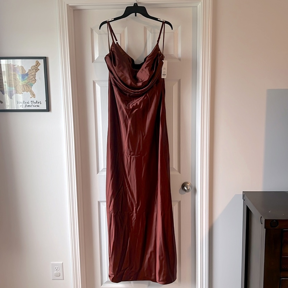 Revelry terracotta rust Satin Dress